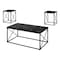 Monarch Specialties Table Set, 3pcs Set, Coffee, End, Side, Accent, Living Room, Metal, Laminate, Black Marble Look I 7954P - alternate 1
